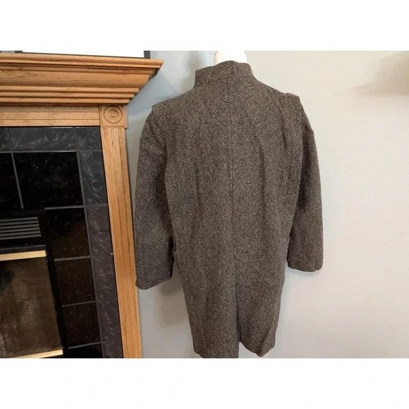 Vintage Arlette Wool Tweed Coat Made in USA Brown Herringbone Wool - Picture 3 of 10